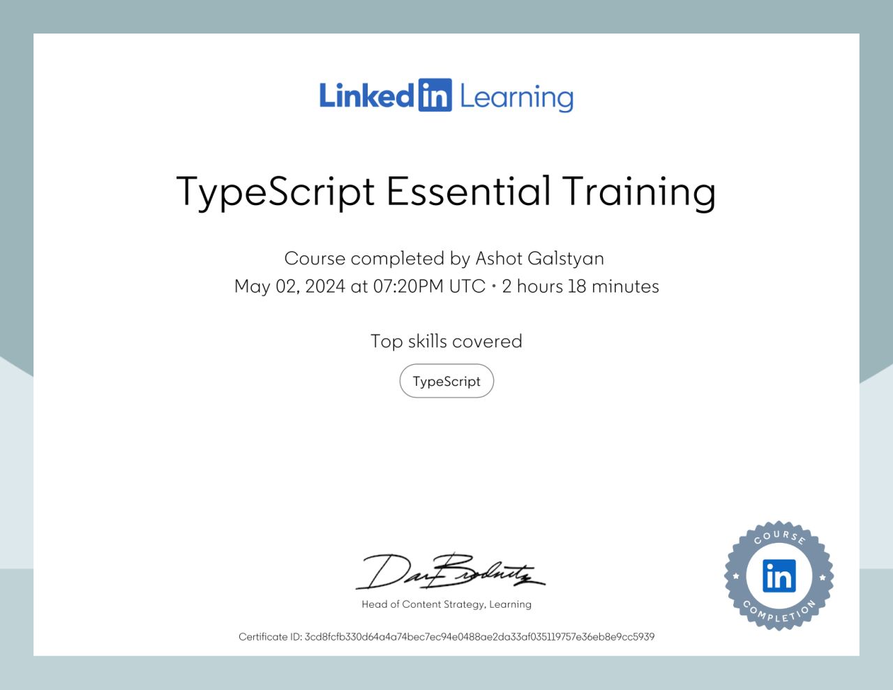 TypeScript certificate